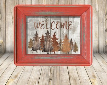 Welcome Faux Barn Wood Sign Autumn Fall Country Pine Tree Dye Sublimation Rustic Farmhouse Distress Plaque House Warming Gift Wall Decor