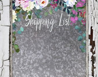 Dry Erase Shopping List Board Floral Crackle Menu Plan Whiteboard Fridge Dinner House Warming Gift Kitchen Accessories Family Organization