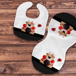 Butterfly Teddy Bear Baby Bib Burp Cloth Set Rag Shower Gift Newborn Pregnancy For New Mom Forest Animal Critter Woodland Infant Nursery