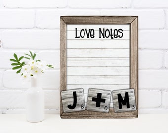Love Notes Message Board, Dry Erase Valentine Wedding Newlywed Anniversary House Warming Gift For Couple Personalize Custom Rustic Farmhouse