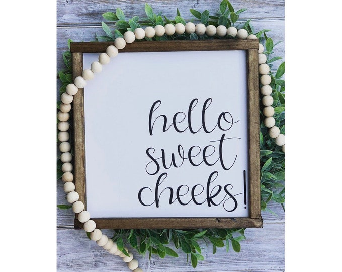 Farmhouse Decor | Farmhouse Wall Decor  | Farmhouse Signs | Bathroom Decor | Bathroom Signs | Wood Signs | Funny Signs | Hello Sweet Cheeks