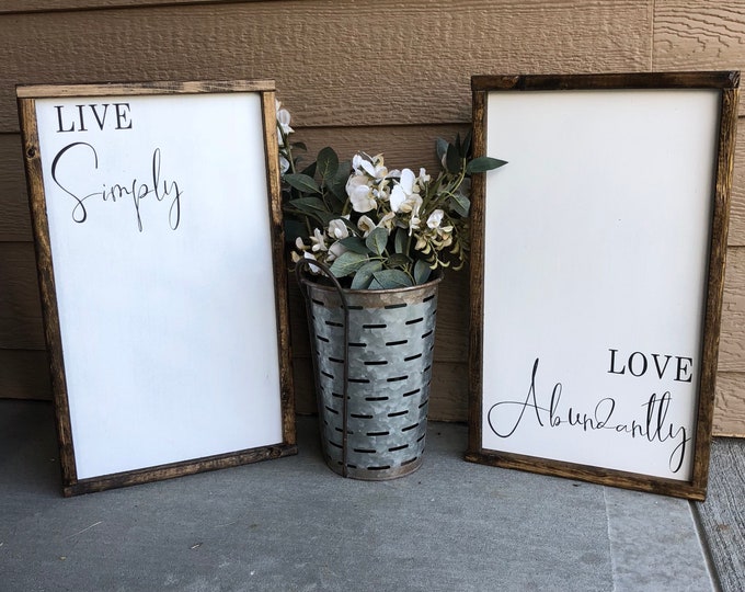 Farmhouse Decor | Signs With Quotes | Signs For Home | Farmhouse Signs | Live Simply Love Abundantly Signs