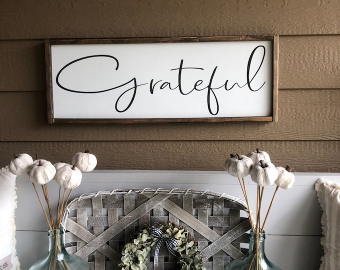 Farmhouse Decor | Farmhouse Wall Decor | Farmhouse Signs | Home Decor | Signs For Home | Living Room Decor | Boho Farmhouse | Grateful Sign