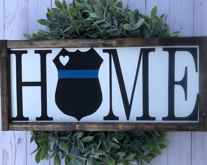 Farmhouse Wall Decor | Farmhouse Signs | Home Decor Gift | Police Officer | Back The Badge | Police Decor | Shelf Decor | Gift For Police