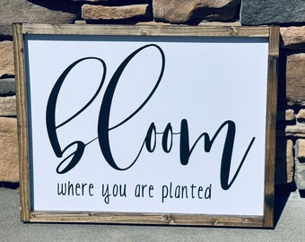 Farmhouse Decor | Farmhouse Wall Decor | Farmhouse Signs | Home Decor | Bloom Where You Are Planted | Boho Farmhouse | Wall Decor