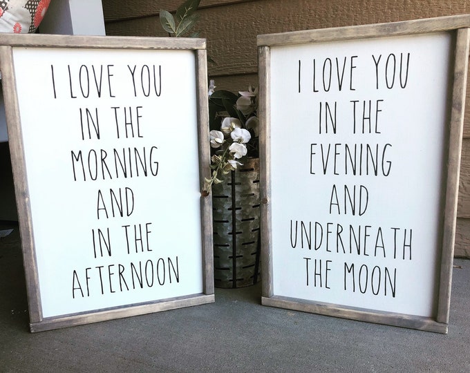 Farmhouse Wall Decor | Home Decor Gift | Farmhouse Signs | Shelf Decor | Boho Farmhouse | Set Of Two Morning Afternoon | Nursery Decor