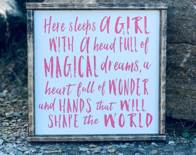 Signs With Quotes | Farmhouse Decor | Farmhouse Signs | Signs For Home | Girls Room | Nursery | Here Sleeps A Girl | Farmhouse Wall Decor |