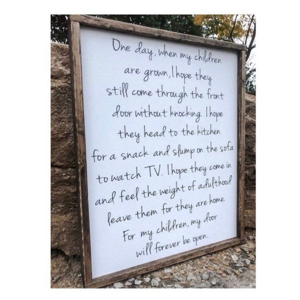 Decoración de casa de campo / Decoración de pared de casa de campo / Regalo de decoración del hogar / Letreros de casa de campo / Un día cuando mis hijos crezcan / Regalos para el hogar