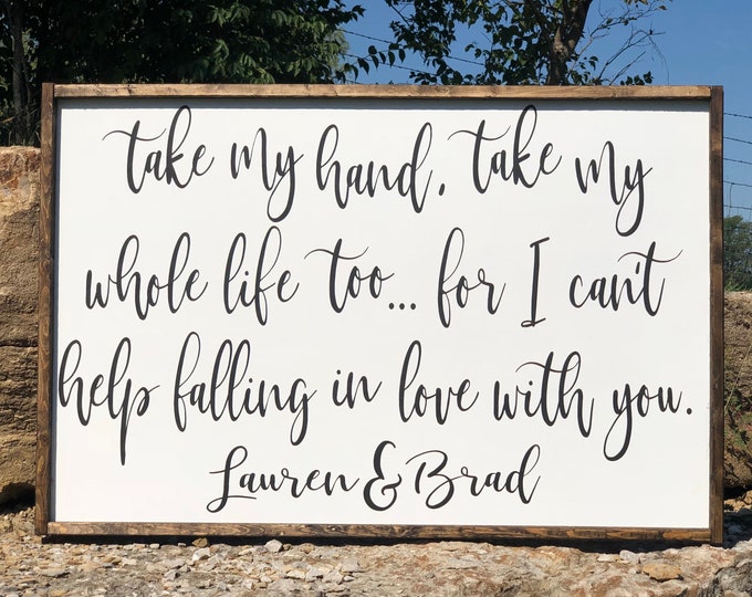 Farmhouse Wall Decor | Farmhouse Sign | Farmhouse Decor | I Can’t Help Falling In Love With You Sign | Boho Farmhouse | Master Bedroom Decor