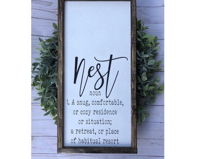 Farmhouse Wall Decor | Home Decor Gift | Farmhouse Signs | Living Room Decor | Boho Farmhouse | Nest Sign | Shelf Decor