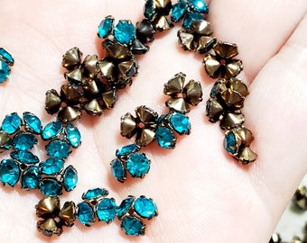 Vintage Indoclonite Swarovski Bead Caps, 4pcs