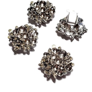 25mm Vintage Silver Plated Double Strand Floral Bezel Clasp, 1pc