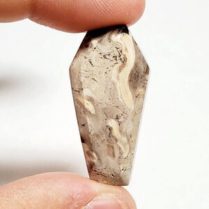 Coffin Shaped Faceted Palm Root Agate Gemstone Cabochon, 1pc