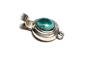 Smooth Turquoise Box Clasp Solid Sterling Silver and Genuine Copper in Purple Turquoise Single Strand Box Clasp Single Strand Clasp
