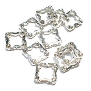 14mm Square Vintage Crystal Swarovski Double Sided Solid Sterling Bead Frame, 1pc