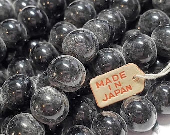 Cuentas de vidrio de marca de cereza negra japonesa vintage de 10 mm, 20 piezas