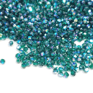 4mm Emerald AB Swarovski Crystal Article 5000 Round Crystal Beads, 24pcs