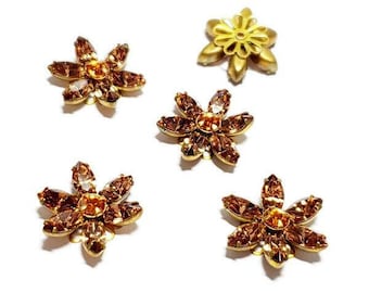 18mm Vintage Colorado Topaz Swarovski Rhinestone Flower FInding, 1pc