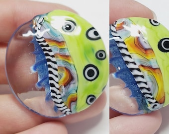 Whimsical Artisan Handmade Lampwork Glass Round Bead, 1pc