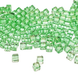 4mm Chrysolite Swarovski Crystal Article 5601 Cube Beads, 12pcs