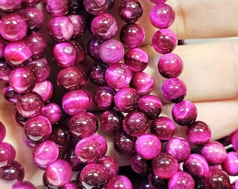 Magenta Tiger Eye Gemstone Smooth Rounds, 6MM