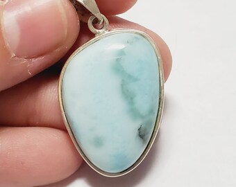 Colgante de plata de ley maciza con piedra preciosa de Larimar auténtica, 1 pieza