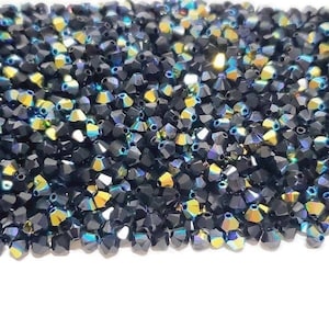 4mm Jet AB Swarovski Crystal Article 5328 Bicone Beads, 48pcs