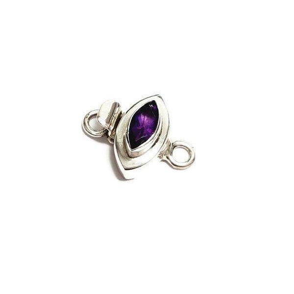 Solid Sterling Silver Purple Amethyst Box Clasp