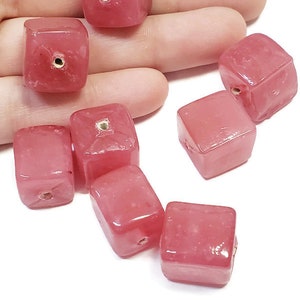 Vintage Translucent Glass cube Beads, Glass Cubes, Vintage Glass Beads, Cube Beads, Glass Cubes, 15MM Glass Cube Vintage Beads