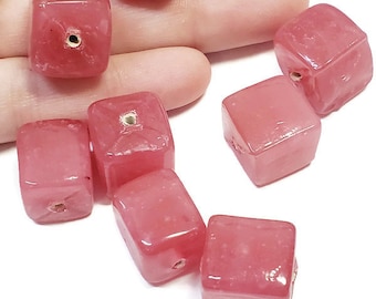 Vintage Translucent Glass cube Beads, Glass Cubes, Vintage Glass Beads, Cube Beads, Glass Cubes, 15MM Glass Cube Vintage Beads