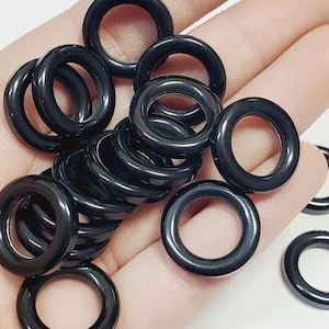 19mm Vintage Black Bakelite Rings, 2pcs