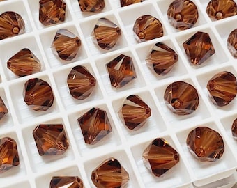 8mm Smoked Topaz Swarovski Crystal Bicone Beads, 12pcs
