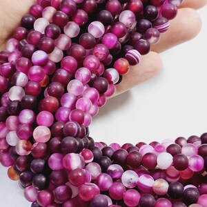 Beautiful Matte Banded Agate LARGE HOLE Gemstone Beads