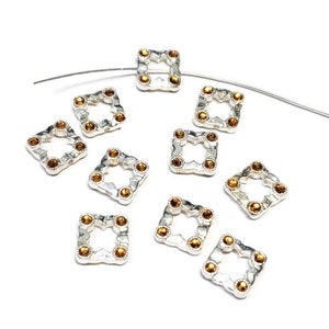 10mm Vintage Solid Sterling Silver Topaz Swarovski Crystal Bead Frame, 1pc