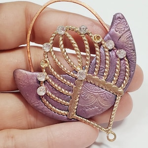 Artisan Hand Crafted Mixed Media OOAK Pendant, Mixed Media OOAK, Poly Clay, Metal, Stone, Artisan Pendant, Mixed Media Pendant, Clay Pendant