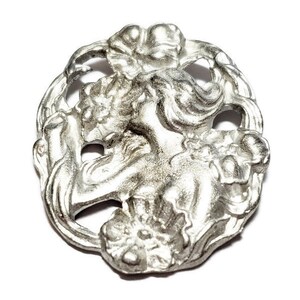 Vintage Art Nouveau Haugrud Tinn Norway Fine Pewter Pendant, 1pc
