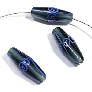 Artisan Handmade Lampowrked Elongated Swirl Bicone Beads