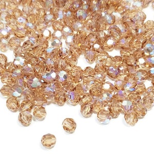 6mm Light Colorado Topaz AB Swarovski Article 5000 Round Crystal Beads, 12pcs