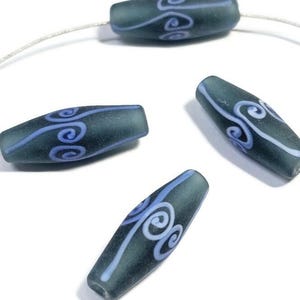 Artisan Handmade Lampowrked Elongated Swirl Bicone Beads