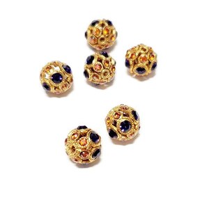 8mm Purple Velvet/ Crystal Copper on Antique Gold Swarovski® Rhinestone Encrusted Balls