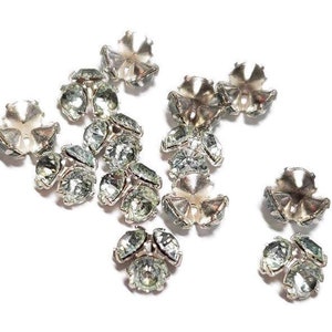 Vintage Azore Swarovski Bead Caps, 4pcs