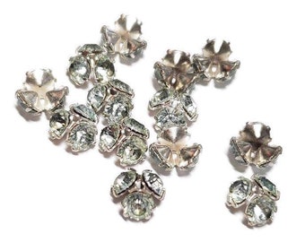 Vintage Azore Swarovski Bead Caps, 4pcs