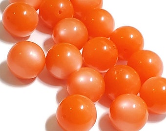 16mm Vintage Orange Moonglow Lucite Beads, 12pcs