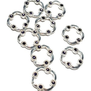 14mm Vintage Purple Velvet Swarovski Solid Sterling Silver Crystal Bead Frame, 1pc