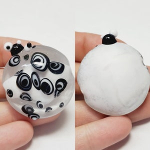 Black and White Swirl Artisan Handmade Lampwork Glass Bead, 1pc