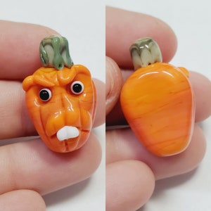 Artisan Shannon Vickers Handmade Lampwork Glass Halloween Pumpkin Bead