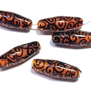 Artisan Handmade Lampowrked Elongated Swirl Bicone Beads