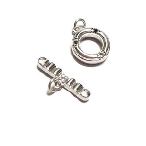 Sterling Silver and White Topaz Toggle Clasp. 1pc
