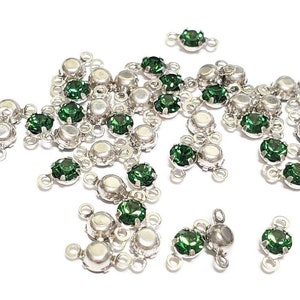 Vintage Tourmaline Swarovski Crystal Rhinestone Connectors, 6pcs