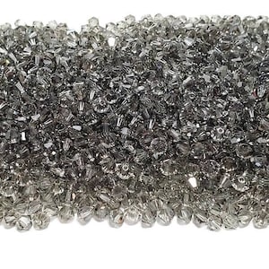 4mm Black Diamond Swarovski Crystal Article 5328 Bicone Beads, 48pcs